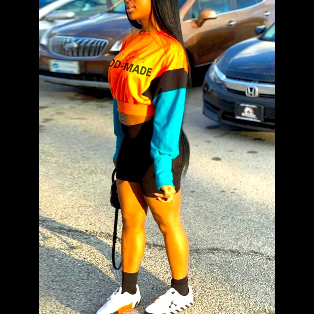 “MY SKIN IS GOD MADE" Beautiful Spiritual  Multi-Color Long Sleeve Crop Shirt - Picture 4 of 4